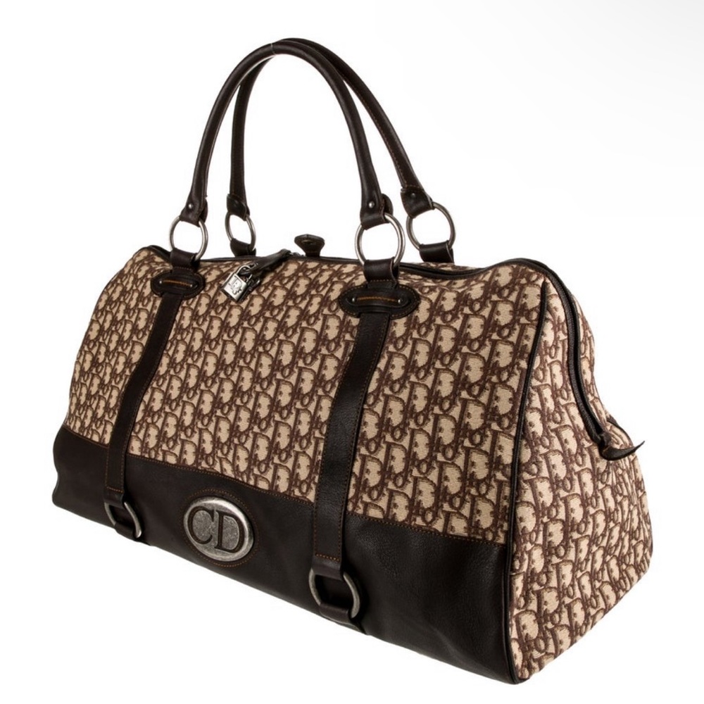 👜 Vintage Christian Dior CD Diorissimo Brown Trotter Travel Bag Duffle Carryon